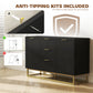 Sideboard Storage Cabinet with 3 Drawers, Adjustable Shelves and Doors, Kitchen Buffet Cabinet for Dining Room, Black