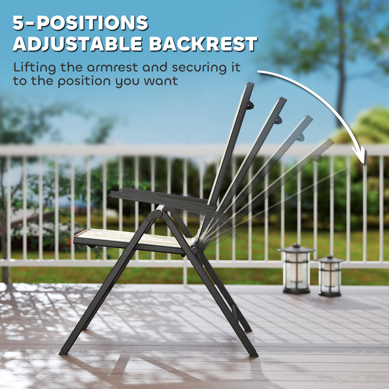 Wicker Chairs with 5-Position Backrest, Set of 2