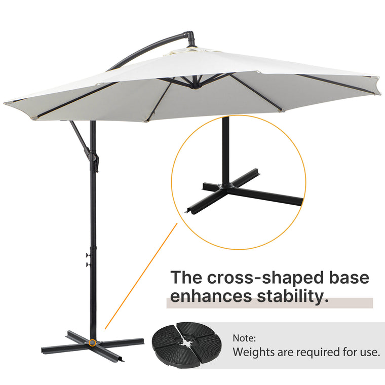 9.7ft Cream Offset Cantilever Parasol with Crank & 8 Ribs