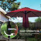 9ft Solar Patio Umbrella Outdoor Sunshade 24 LED Lights Tilt Canopy Wine Red