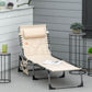Folding Chaise Lounge Chair, Outdoor Padded Reclining Chair with 5-position Adjustable Backrest, Pillow and Pocket for Patio, Deck, Beach, Lawn and Sunbathing, Black - Beige