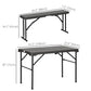 Folding Picnic Table with 2 Benches, 3-Piece Portable Outdoor Picnic Table Bench Set for 4, Patio Dining Table Set with Plastic Top, Steel Frame for Garden, Dark Grey