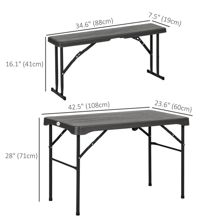 Folding Picnic Table with 2 Benches for 4