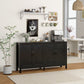 Sideboard Buffet, Storage Cabinet with Barn Door and Adjustable Shelf, TV Stand for TVs up to 65 Inches, Black Oak
