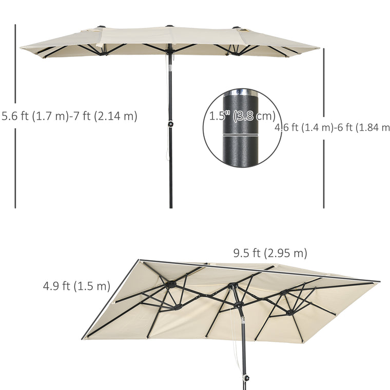 White Double-Sided Umbrella with Adjustable Height & 12 Ribs