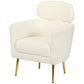 Barrel Accent Chair with Detachable Headrest, Modern Armchair for Living Room, Home Office, Cream White