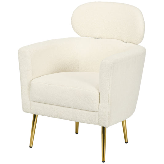Barrel Accent Chair with Detachable Headrest - Cream White