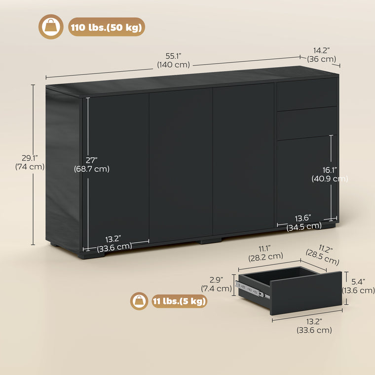 Coffee Bar Cabinet with Push-Open Doors