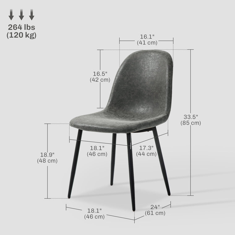 Retro Dining Chairs Set of 4, PU Leather
