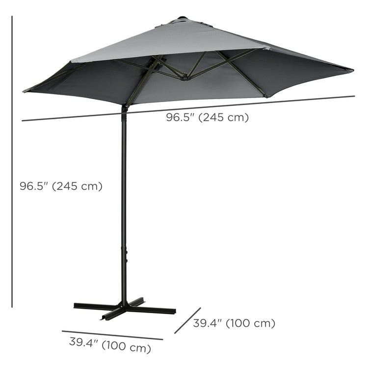 8.5FT Dark Grey Roma Cantilever Parasol with Cross Base