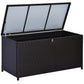 Wicker Outdoor Storage Box, 75 Gallon Deck Box with Gas Strut and Clamp Lid, Rattan Patio Storage Container for Gardening Tools, Pool Supplies, Dark Brown