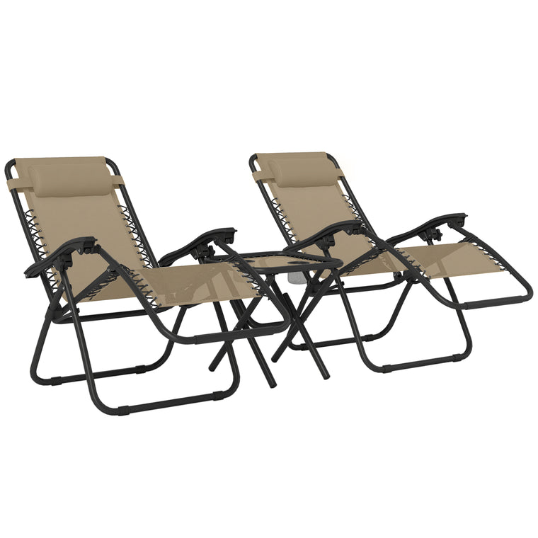 Set of 2 Zero Gravity Chairs with Side Table