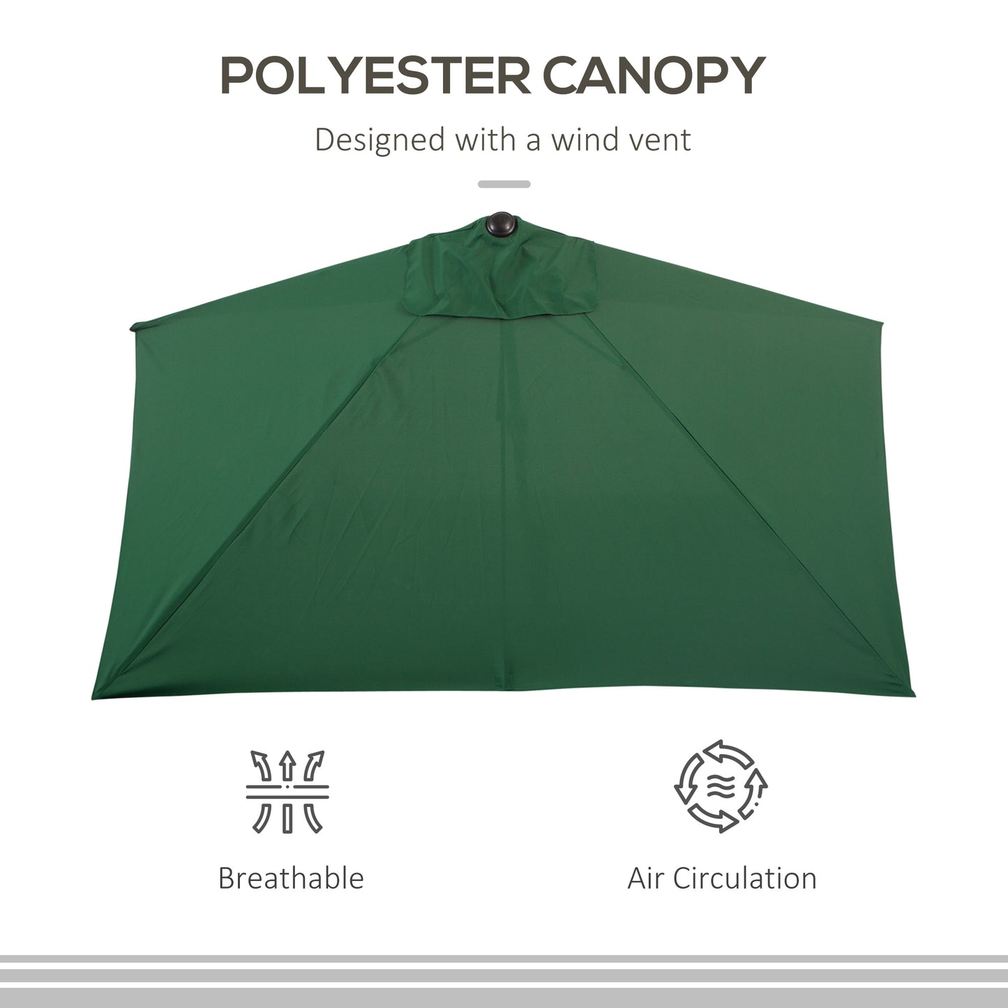 8ft Half Umbrella Outdoor Balcony Parasol Patio Garden Outdoor Window Sun Shade w/ 5 Ribs, Green