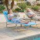 Outdoor Lounge Chair, Portable Adjustable Reclining Seat Folding Chaise Lounge Patio Camping Beach Tanning Chair Bed with Pillow, Blue