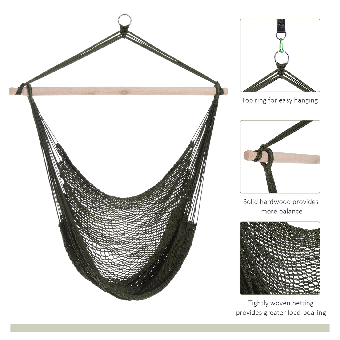 Portable Hammock Chair, Hanging Woven Hammock Swing Chair Sleeping Bed for Outdoor Garden Yard Camping, Orange