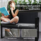 2 Seater Outdoor Bench, Rattan Garden Bench Loveseat with Cushion, Armrests, Steel Frame for Patio, Porch, Beige