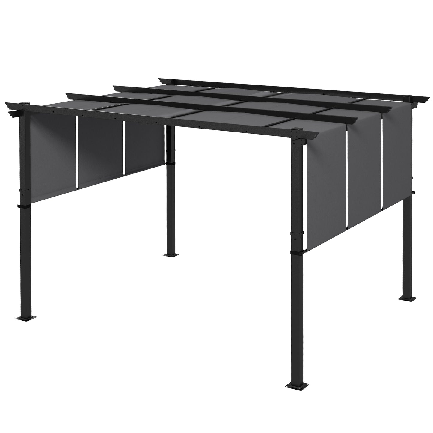 Metal Pergola, Outdoor Pergola with Retractable Canopy, for Garden, Patio, Backyard, Deck
