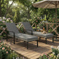 Chaise Lounge Chairs Outdoor, Set of 2 Wicker Patio Lounge Chairs with 5-Level Adjustable Backrest, Cushion