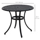35.5" Round Outdoor Dining Table for 2-4, Cast Aluminum Garden Patio Table with 2" Umbrella Hole, Grid Top, Black