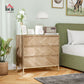 Bedroom Chest of Drawers with Anti-tipping Design, Storage Cabinet with 3 Drawers for Living Room, Hallway, Nature Wood