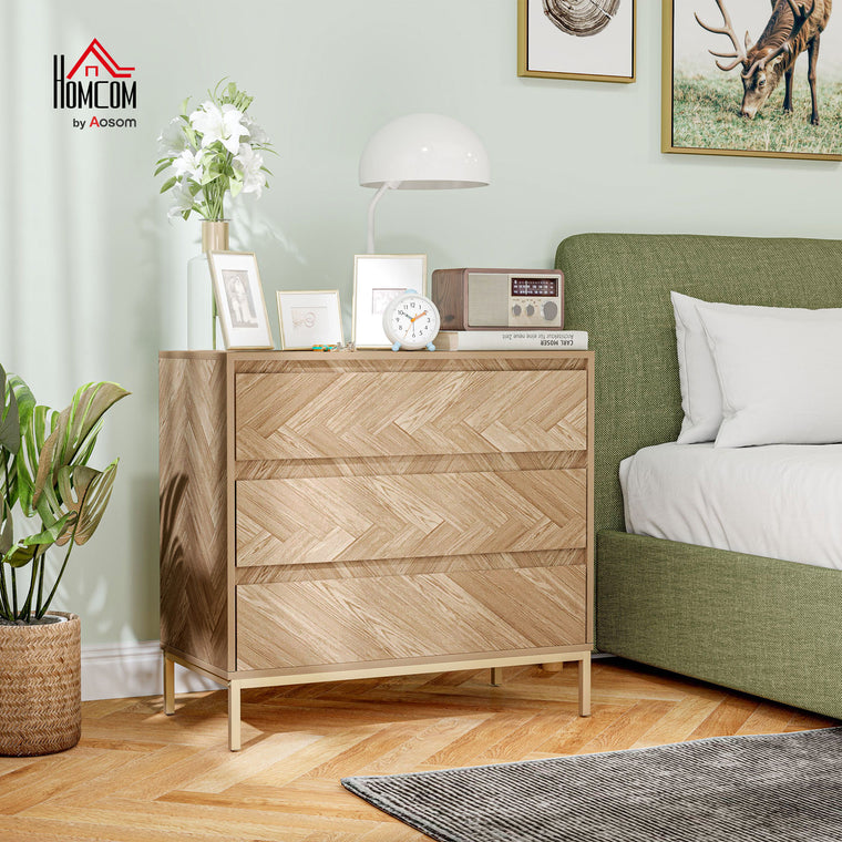 3-Drawer Chest of Drawers with Anti-Tip Design - Natural Wood