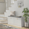 Shoe Storage with Seat, Upholstered Hallway Bench, Shoe Bench with 2 Flip Drawers and 4 Vents for 8 Pairs of Shoes