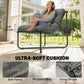 Outdoor Patio Chair, Comfy Sling Lounge Chair with Cushion, Breathable Wide Seat, Steel Frame, Dark Grey