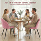 Modern Dining Chairs Set of 4, Upholstered Dining Room Chairs with Metal Legs, Shell Backrest, Padded Seat, Pink
