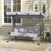 Outdoor 3-Seater Patio Swing Chair, Outdoor Swing Seat, with Adjustable Canopy and Two Pillows for Garden, Light Grey