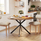 47" Round Kitchen Table for 4, Industrial Dining Table with Steel Legs for Dining Room, Dark Brown and Black