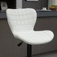 Bar Stools Set of 2 Adjustable Height Swivel Bar Chairs in PU Leather with Backrest & Footrest, White