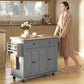 Kitchen Island with Storage, Rolling Trolley Cart with Rubber Wood Top, Spice Rack, Towel Rack, 2 Locking Brakes, Grey