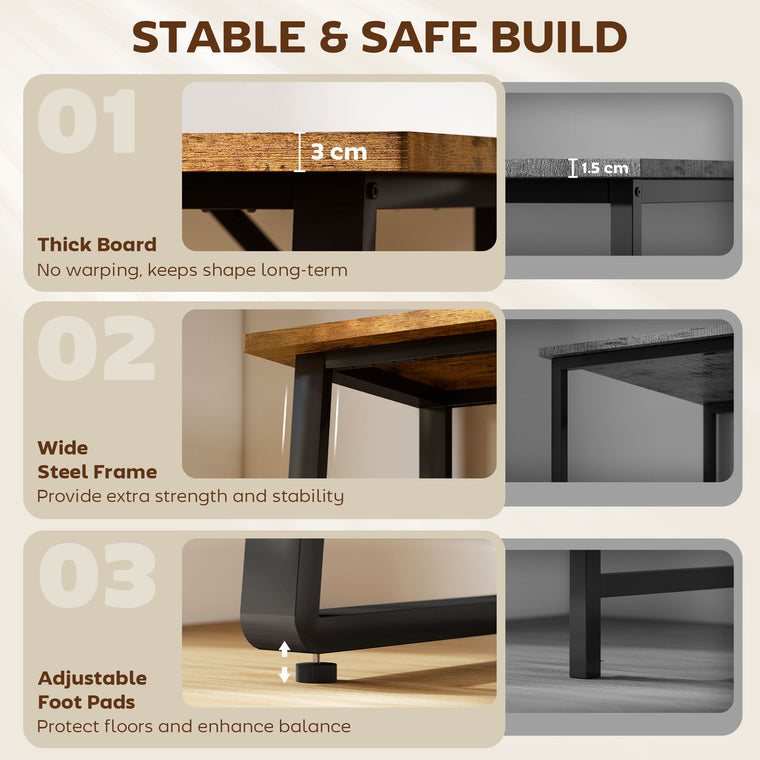71" Computer Desk with Adjustable Feet - Brown
