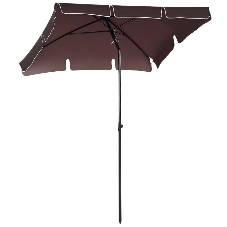 6.5' x 4' Coffee Aluminum Rectangle Patio Umbrella