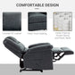 PU Leather Reclining Chair, Manual Recliner Chair for Living Room with Footrest, 2 Side Pockets, Steel Frame, Black
