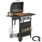 2-Burner Propane Gas Grill, 18000 BTU BBQ Grill with Wheels, Warming Rack, Shelf, Thermometer, Grease Cup, Black
