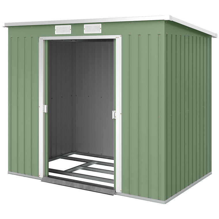 7' x 4' Galvanized Steel Storage Shed with Foundation Kit