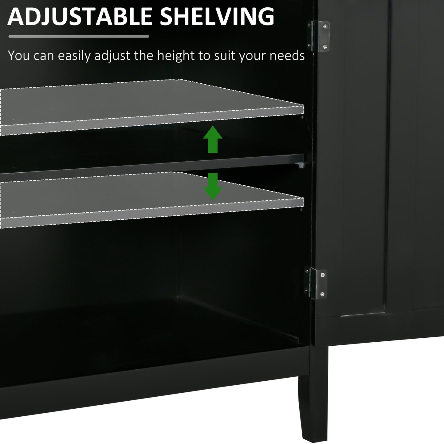 Sideboard Buffet Server Storage Cabinet Console Table with 2 Doors and Adjustable Shelves for Kitchen & Dining Room, Black