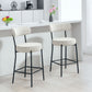 Set of 2 Barstools, Upholstered Corduroy Bar Stools with Backrest, Footrest for Kitchen Island, Dining Room, Cream White