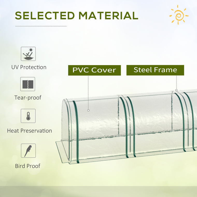 10' x 3' x 2.5' Clear Tunnel Greenhouse with 3 Zipped Doors