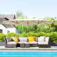 179.1" x 104.3" Beige Double Garden Parasol with 12 Steel Ribs