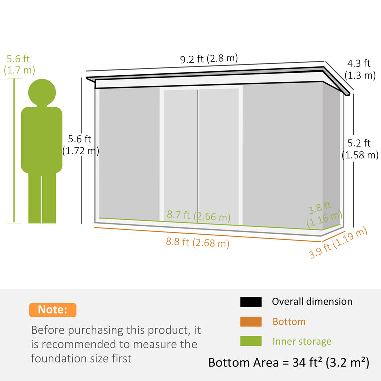 9' x 4' Garden Shed with Foundation Kit and Ventilation