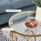 Round Coffee Tables Set of 2, Gold Nesting Side End Tables with Tempered Glass Top, Steel Frame for Living Room