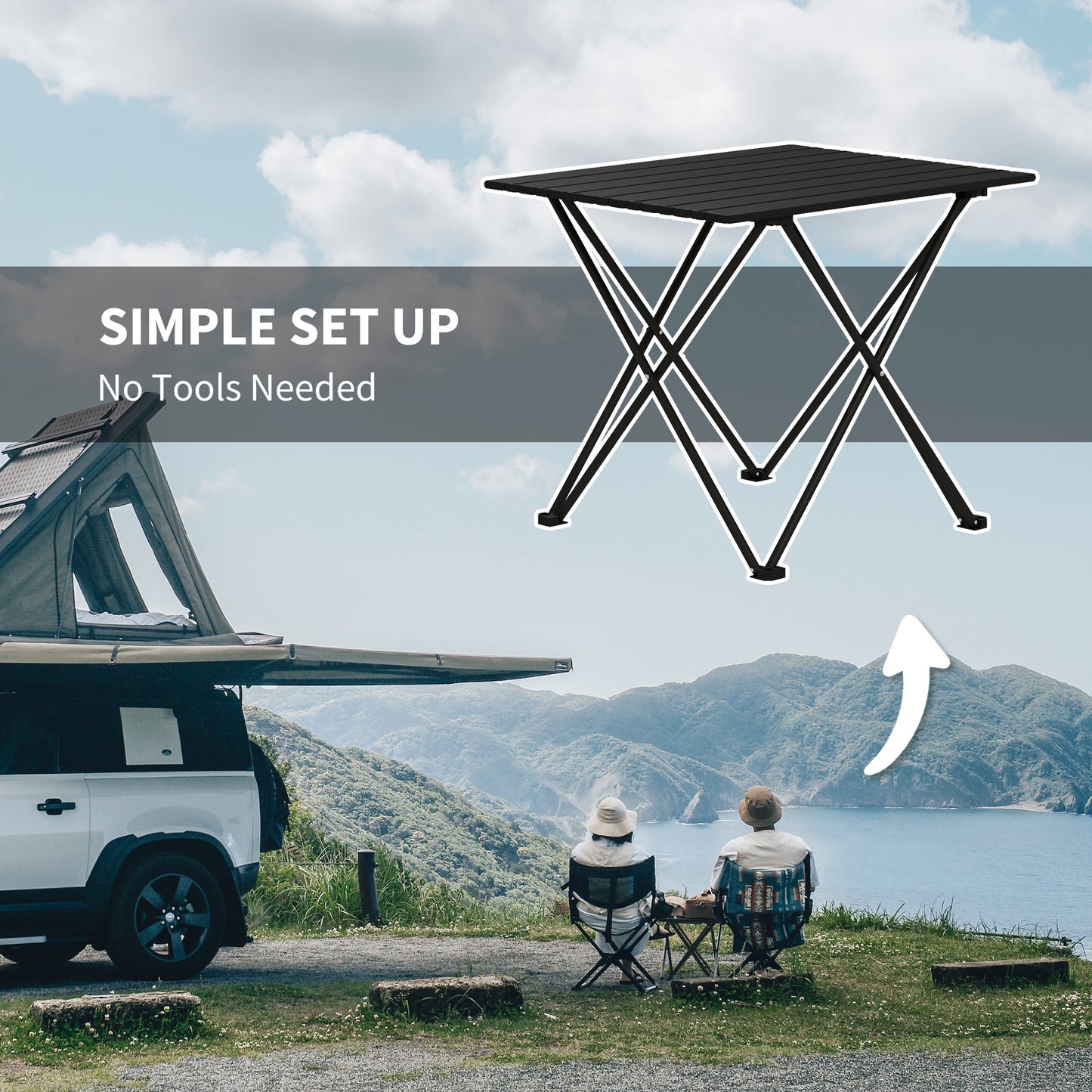 Folding Camping Table, Outdoor Portable Picnic Table with Carry Bag, Foldable Table for Camping, Picnic, Hiking, Black