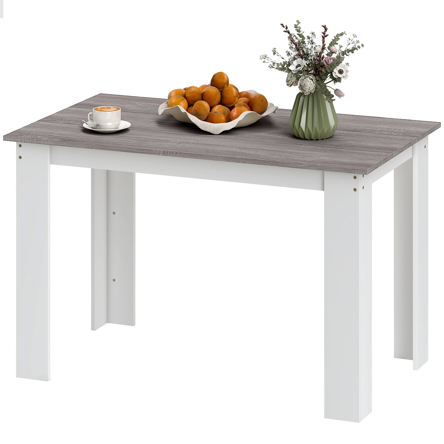 47" Kitchen Table for 4-6 People, Dining Table with Wood Effect for Dining Room, Grey