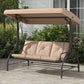 Convertible Patio Swing Bed with Canopy and Cushions, 3 Seater Porch Swing for Outdoor, Backyard, Garden, Black