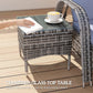 3 Pieces Wicker Patio Lounger Set with Table, PE Rattan Outdoor Lounge Chair Set with Cushions, Wheels, 5-Level Reclining Backrest, Headrest, Grey