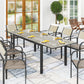 63"-94.5" Extendable Patio Dining Table for 6-8 Person, Outdoor Dining Table with Aluminium Edging, Steel Frame, Grey - Grey