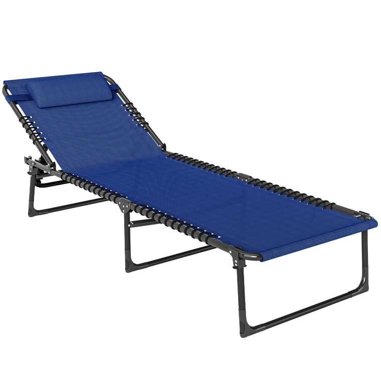Navy Blue 4-Level Adjustable Chaise Lounge Cot