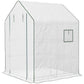 Portable Greenhouse, Walk-In Small Outdoor Green House with 2 Tier U-Shaped Flower Rack Shelves, 4.6' x 4.7', White